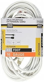 Coleman Cable 02356-01 40-Foot 16/3 Vinyl Landscape Outdoor Extension Cord, White