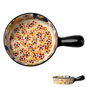 Bcjmkdx Blumendesign Keramik-Suppenschüssel mit Griff