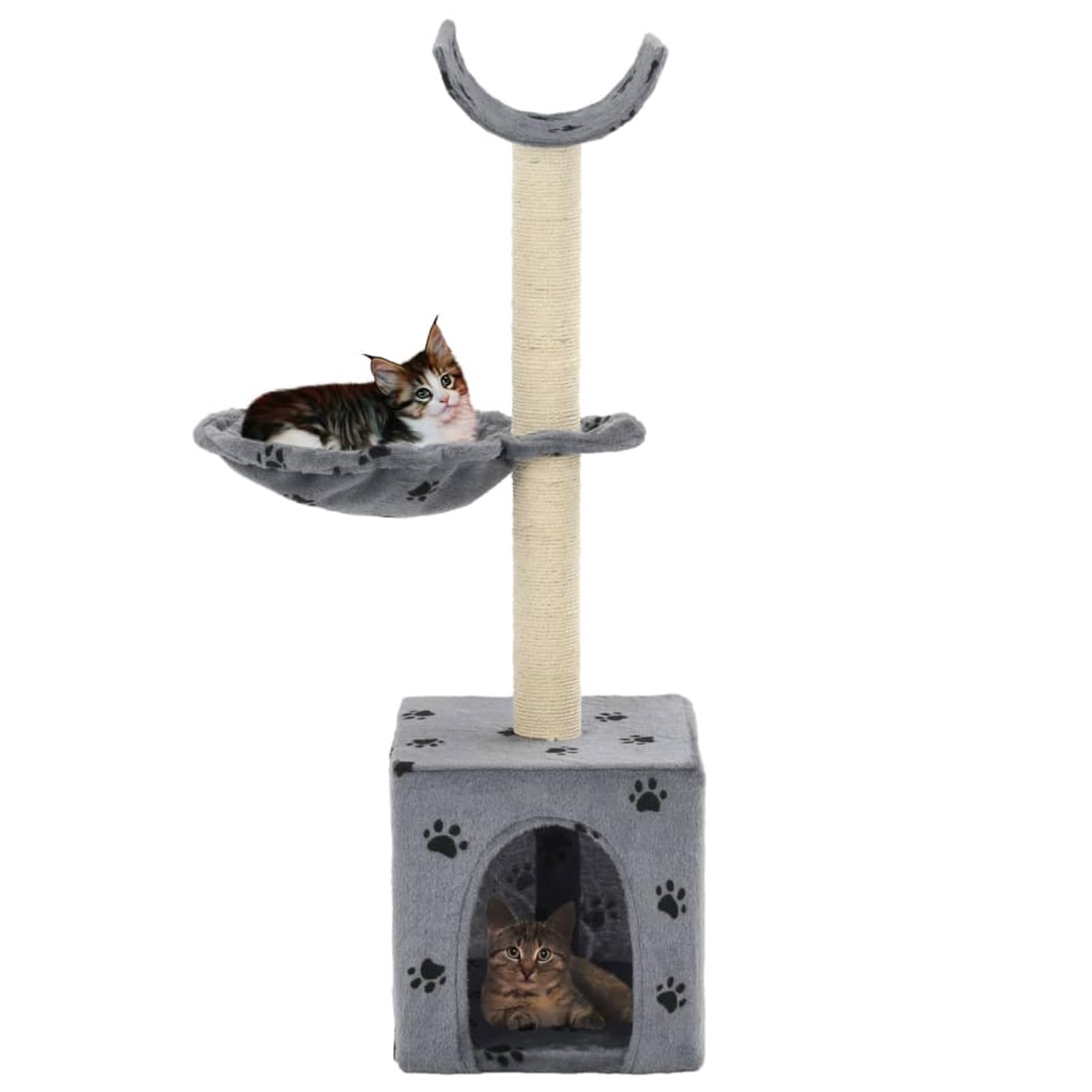 ShGaxin Rascador para Gatos con Poste de sisal 105 cm Huellas Gris, Rascador Gato, Arbol Rascador para Gatos, Gatos Accesorios, Torre Gatos, Arranhador para Gatos, Casa para Gatos