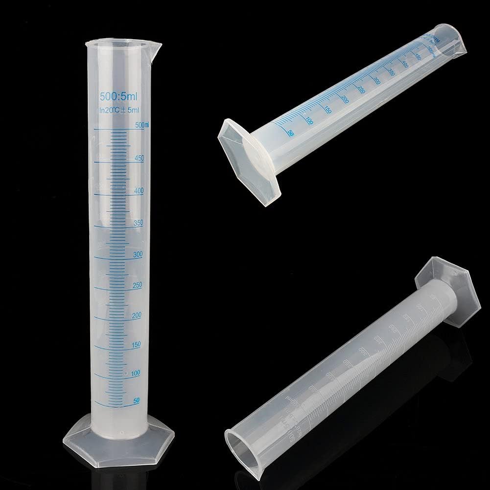 Cylindres de mesure, cylindre gradué en plastique de 500 ml avec bec verseur, tube de liquide d'essai en laboratoire transparent pour les projets scientifiques, fournitures de