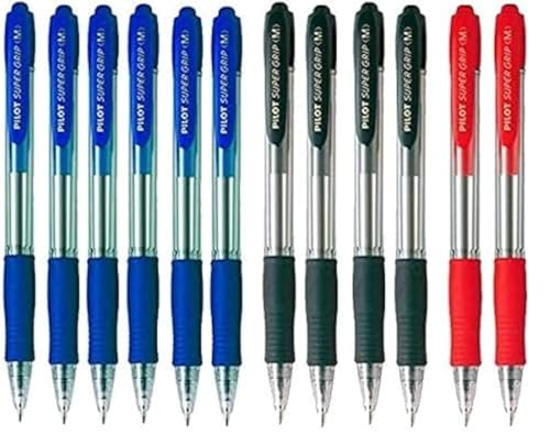 Boligrafo pilot supergrip pack 12 u.(6 azules,4 negros,2 rojo)