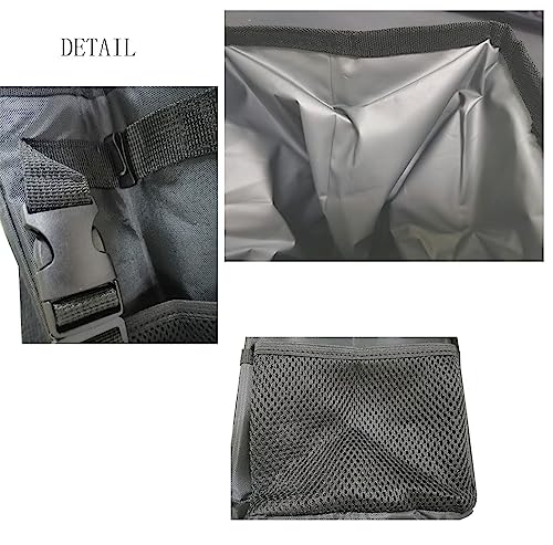 Image of House of Quirk Polyester Manual-Lift Car Trash Can With Foldable Lid And Storage Pockets, Leak-Proof Multipurpose Hanging Bag (Black)