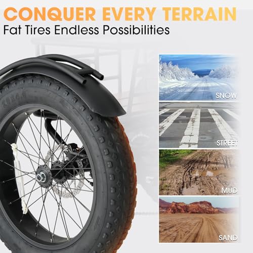 Skeri Electric Tricycle for Adults, 750W(Peak 1350W) Motor Etrike, 20″x4″ Folding Fat Tire Electric Trike, 48V13Ah Battery, 3-Wheel Electric Bike, 20MPH, Front & Rear Basket & Differential