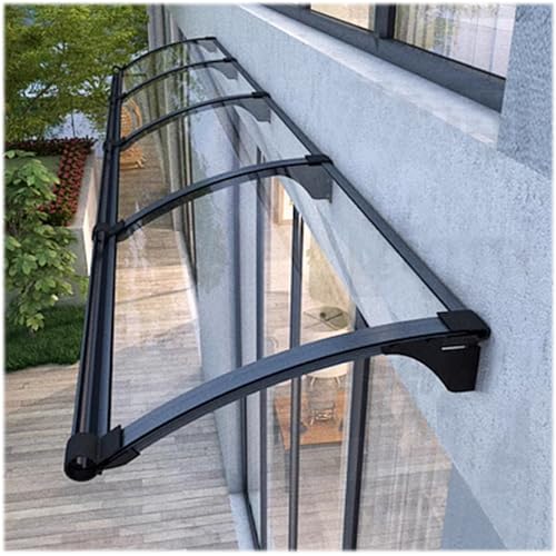 Zlovne Auvent de Porte Aluminium,Marquise de Porte d’Entrée en Polycarbonate Transparent,Auvent Marquise d'Entrée de Bloc UV de 99,99%,Terrasse Toit Abri...
