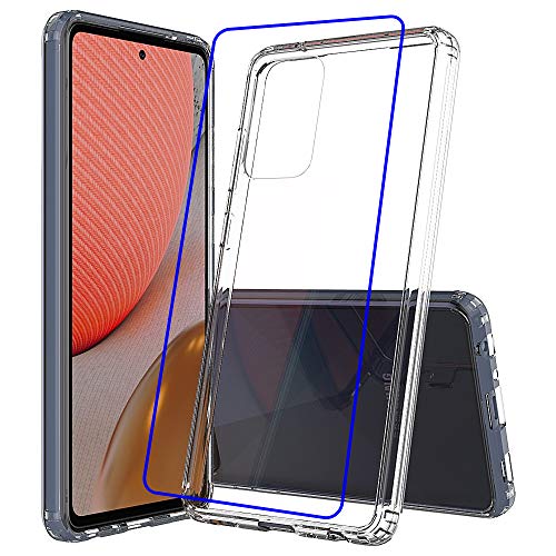 Coverl for Samsung Galaxy A72 5G Case with Tempered Glass Screen Protector,Ultra Slim fit,TPU Bumper,Anti Scratch,Minimalist Phone Case for Samsung Galaxy A72 (Clear)