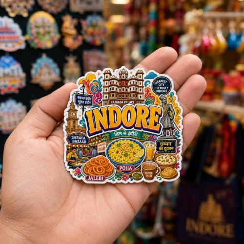 Image of Zesta Wooden Fridge Magnets Set | Refrigerator Decor Magnets for Kitchen | India Souvenir Fridge Magnet Collection | Wooden Magnet for Fridge Door Decoration (Indore)