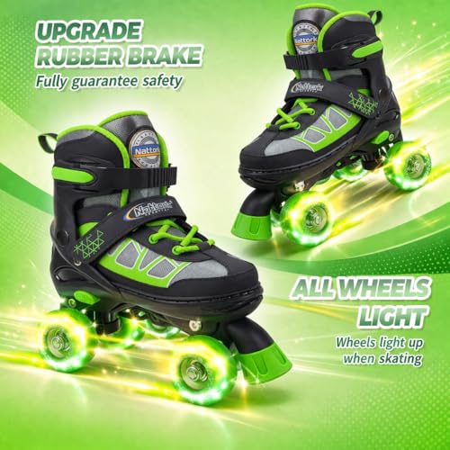 Image of Nattork Roller Skates for Kids Boys Girls, 4 Size Adjustable Rollerskates with Light Up Wheels for Children Beginners for Outdoor Indoor