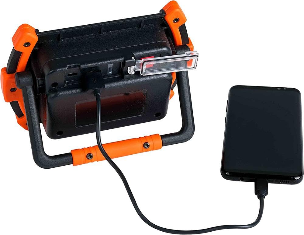 PEKA | Foco LED Alta potencia | Luz Área Trabajo | 10W y 1000 lm | Batería de Litio | 2 Intensidades | De 3 a 6 H de Autonomía | Puerto y Cable USB | Función Power Bank | PEKA W050