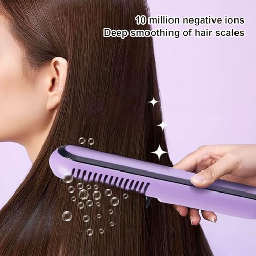 Cepillo alisador de cabello inalámbrico portátil violeta miniatura 7