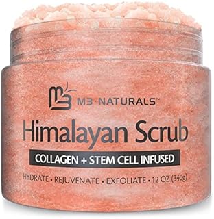 M3 Naturals Himalayan Salt Body Scrub Infused with Collagen and Stem Cell Natural Exfoliating Salt Scrub for Acne Cellulit...