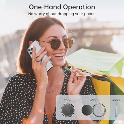 Image of Mizi Cell Phone Ring Holder Finger Grip Stand - 360 Rotation Metal Kickstand for Magnetic Car Mount, for All Smartphones & Tablets -Black