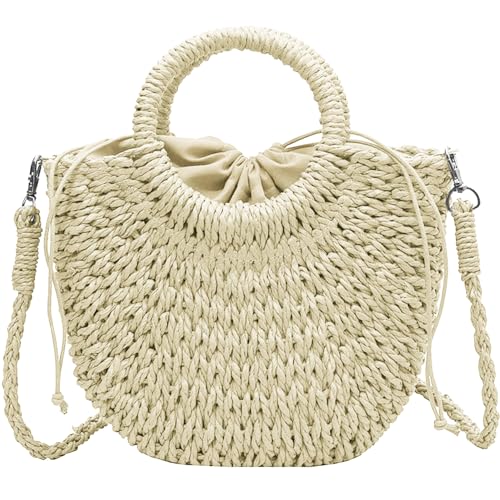 LATRAT Sommer Stroh Handtasche Damen Handgewebte Tasche, Griff oben,...