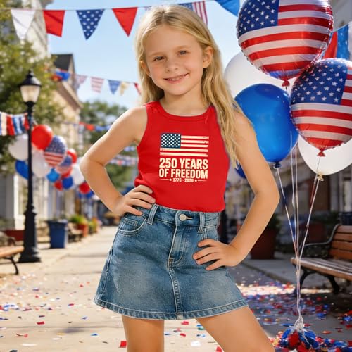 Image of CAZYCHILD Girls American Flag Tank Tops Boys 4th of July Shirts USA Summer Sleeveless Tee Independence Day Outfit 5-14y