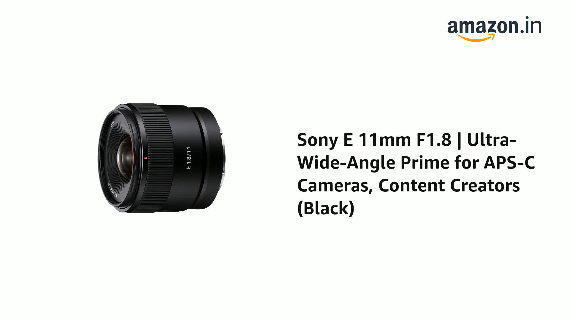 Sony E Mount E 11mm F1.8 APS-C Lens (SEL11F18) | Wide-Angle