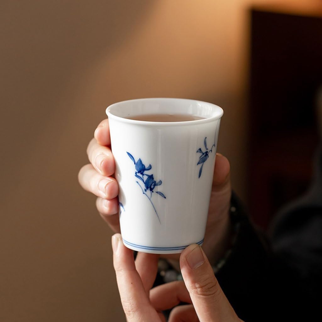 GSOUL Kungfu Tea cup Office Kung Fu Tea Set Hand-painted Butterfly Orchid Cup Home Master Drinking Small Tea Cups