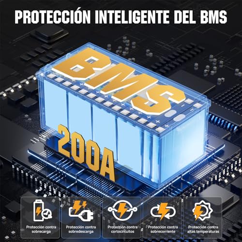 Miniatura 2 de Rvpozwer 12v 200ah Bateria Lifepo4, Batería De Litio Con Bms De 200a Y Protección Contra Bajas Temperaturas, 18000 Ciclos, Baterías De 2560wh Para Autocaravanas, Caravanas, Barcos Y Placas Solares
