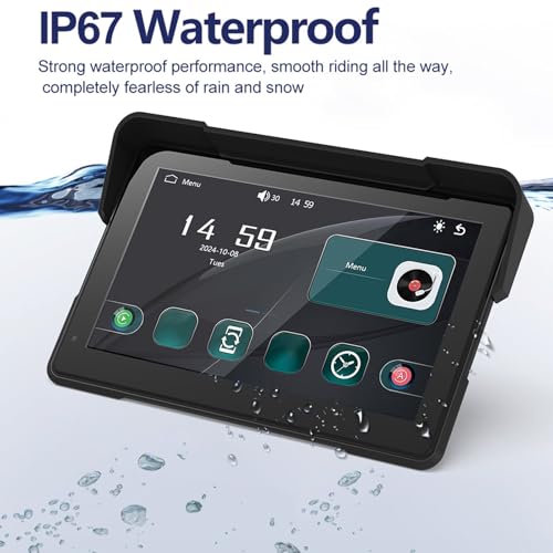 Luocute Motocykl GPS System Nawigacji, 7 -calowy 1024x600 HD IPS Screen IP67 Wodna Ekran Dotykowy Przenośny Android Auto GPS do Motocykla