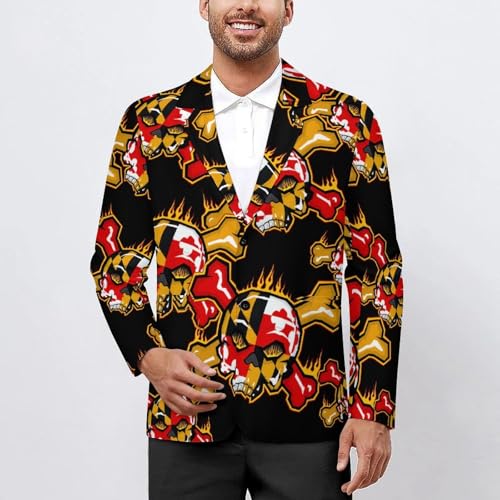 Skull of Maryland Flag Casual Men's Blazers Two Button Lapel Suits Jacket Lightweight Sport Coats2