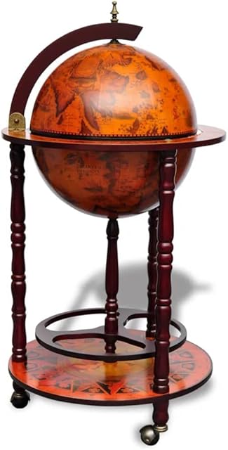 vidaXL Globe Bar Wine Stand World Decor Drink Liquor Spirits Beverage Bottle Champagne Storage Holder Organiser Eucalyptus Wood