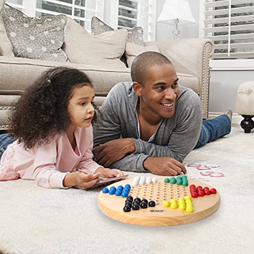 Juego de Damas Chinas GSE Games & Sports Expert, Tablero de Madera Natural de 11,5 pulgadas con Canicas de Madera Coloridas, Juego Clásico de Estrategia Familiar para Niños y Adultos miniatura 6