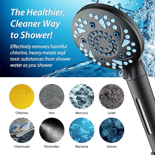 Cabezal de regadera portátil AquaCare 10 modos, negro mate miniatura 6