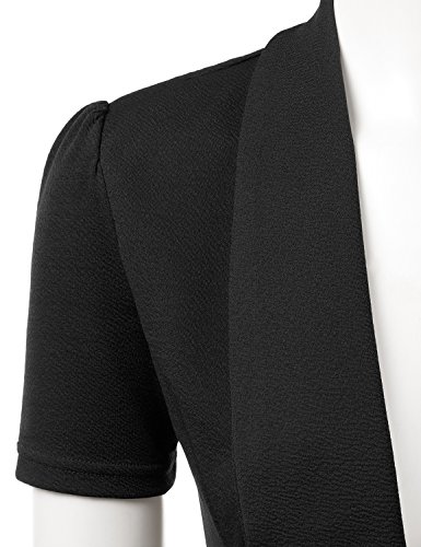 DOUBLJU Casual Draped Ruffles Blazer Short Sleeve Basic Open Front Cardigan Jacket for Womens with Plus Size Work Office Suit4