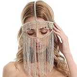 Tipmant Women Masquerade Masks Face Chain Tassels Metal with Rhinestone for Parties, Stage...