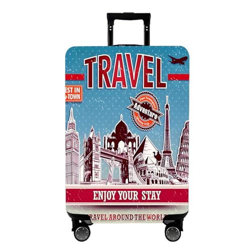 Image of WUJIAONIAO Travel Luggage Cover Baggage Suitcase Cover Protector Skins 18-32 Inch, Tourist Attraction A28, XL (for 29--32 inch luggage), Fashion