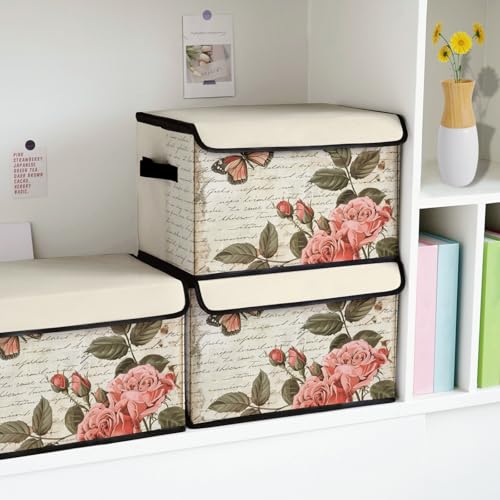 Image of Stackable Storage Bins with Lids,Closet Organizers Fabric Box for Home and Office,Blanket Clothes Organizers,Under Bed Storage Containers 3 Pack