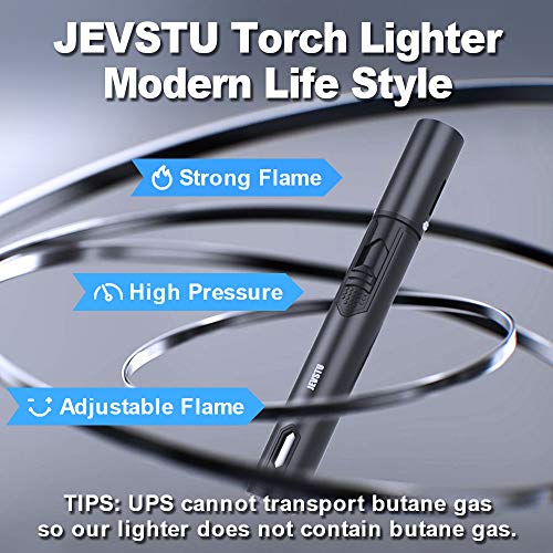 Jevstu Torch Lighter, Butane Lighter With Fuel Level Window For Candle, Adjustable Fire Jet Torch Windproof Lighter Long For Grill Cooking Survival, Mini Men Gifts, Black (Lighter Fluid Not Included) #TOP1