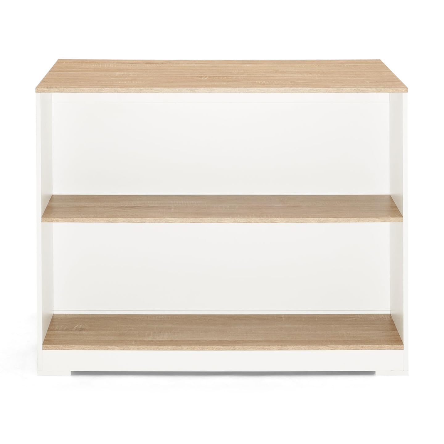IDMarket – Mesa de Bar îlot Juno de Madera Blanca con Tablero de imitación de haya