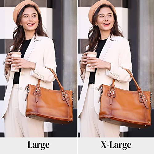 Kattee XB070 Genuine Leather Handbags Tote Shoulder Bag For Woman Satchel Designer Purse Top Handles Crossbody Bag Large Capacity thumb #1