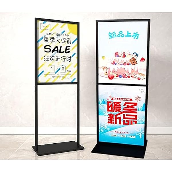 KT Standbordhouder Display Vrijstaande borden Vloerposterstandaards voor informatie, menu, mededeling, zwart 60 * 80cm