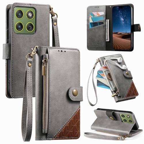 �Ή��@�� for Motorola Moto G56 5G �t���b�v���̃X�^���h�t���A�X�g���b�v�ƃ}�O�l�b�g���ߋ�t���̃W�b�p�[�E�H���b�g�P�[�X Gray