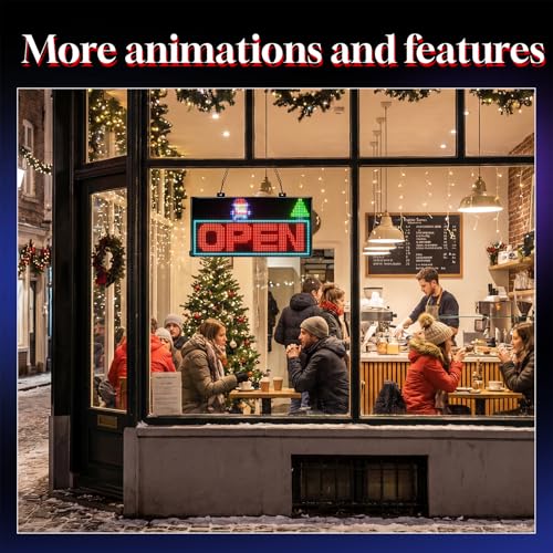 Image of Programmable LED Open Sign, P5 Resolution Indoor Store LED Sign, Bluetooth APP, for Business Retail Shop Window Display (13 inch x 8 inch /P5 Res.)