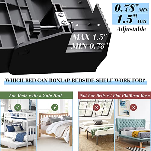 image for Ronlap Folding Bedside Shelf, Bunk Bed Shelf Organizer for Top Bunk Do