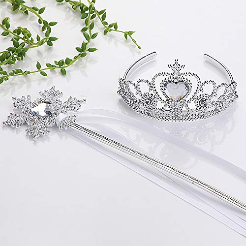 Image of FancyDressWale Princess Dress Up Princess Silk Wands Tiaras and Crowns for Girls Gem Wand Gold Set (White)