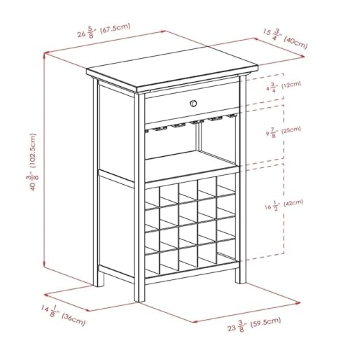 Pemberly Row PR-5475 20-Bottle Transitional Solid Wood Wine Cabinet In Antique Walnut thumb #2
