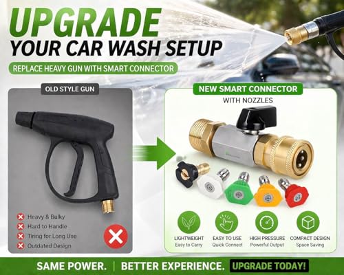 Image of Fieldstar Pressure Washer Nozzle Kit with Connector (5 Spray Nozzles), M22 to 1 /4 inch Quick Connect, High Pressure Car Wash Spray, Fits Most Car Washer Pipes