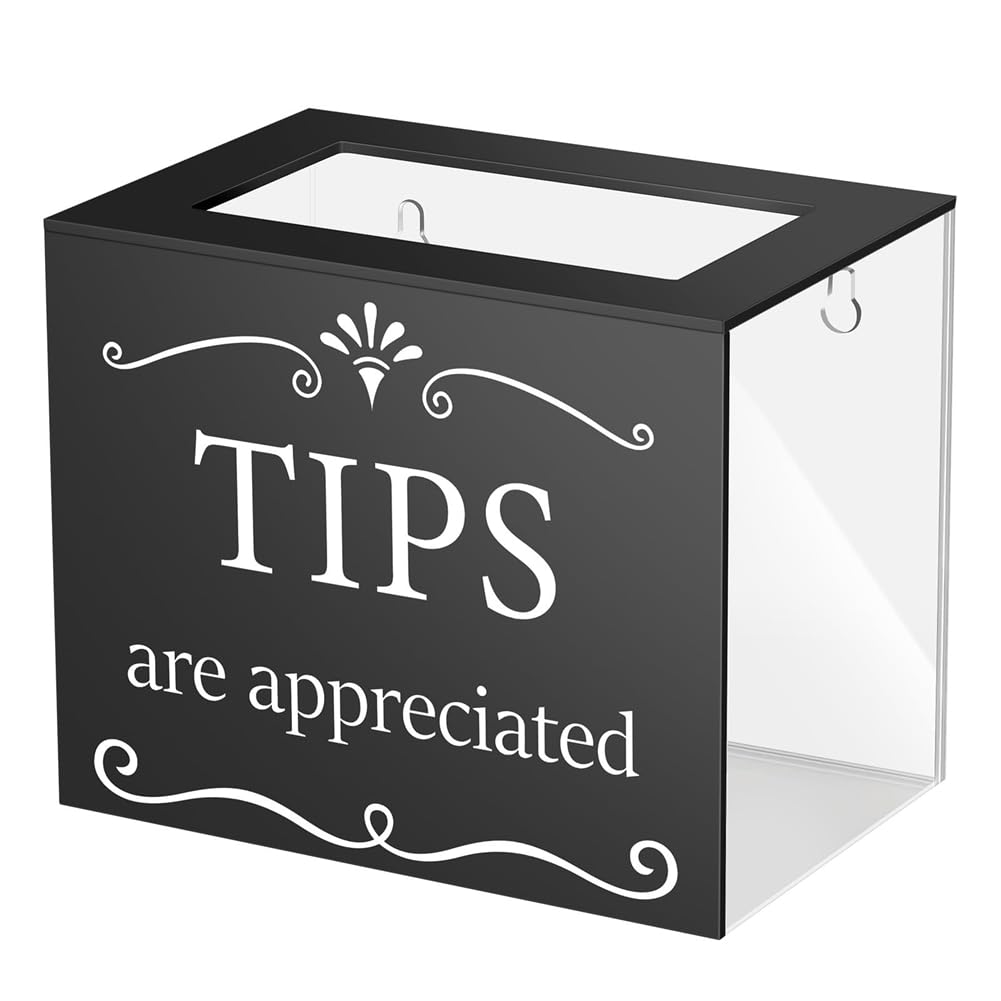 GREOHNMPAW Tip Jars for Money Acrylic Tip Cash Box Donation Tip Bucket 6x4x5 Inch Storage Container Suggestion Box Raffle Cash Box