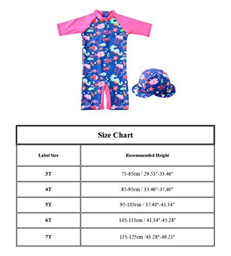 Vine Kinder Badebekleidung Baby Mädchen Badeanzug UV Schutz mit Sonnenschutz Mütze Badekappe Langarm Kinderbadeanzug Schwimmkleidung UPF 50+ Einteiliger Reißverschluss