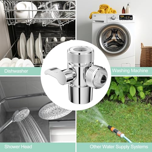 Riloventa Eckventil Duschkopf Absperrventil, 3 Wege Wasserhahn Adapter, Umschaltventil Dusche, Dreiwegeventile Umsteller, Umstellventil Ventil Umschalter, Ersatzteil für Toiletten, Badezimmer, Küche