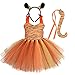 Enfants Bébé Fille Halloween Jungle Animal Costume Tigre/Léopard/Vaches/Zèbre/Girafe Déguisements Tutu avec Bandeau Queue 3PCS Noël Carnaval Anniversaire Cosplay Robe De Fête Tigre 7-8 Ans