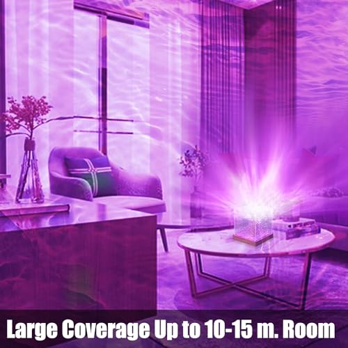 Image of CPENSUS Abs Northern Lights Ocean Wave Projector Light, 16 Colors Gradual Rotating Flame Water Lamp, Wave Night Light with Remote Control for Office Bar (Ocean Wave), Incandescent, Clear