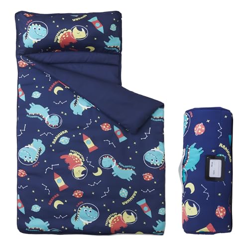 Image of MORAIS Toddler Nap Mat with Pillow and Blanket, 52" x 20" Lightweight and Soft Nap Mat for Preschool, Daycare, Travel Sleeping Bags