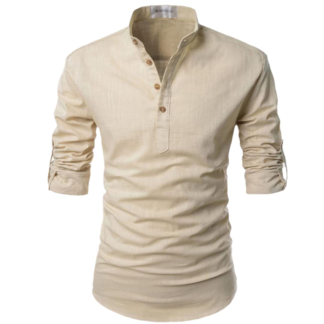 Chemise Henley kaki pour vos sorties de week-end décontractées