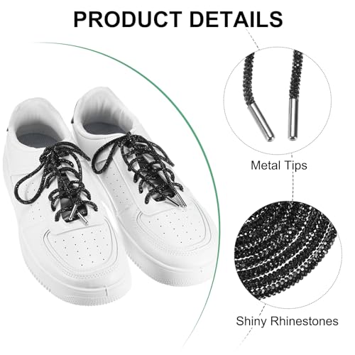 Lacets ronds en strass 119 cm pour remplacer les cordons ternes de baskets - 2