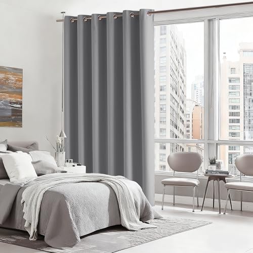 Image of RYB HOME Blackout Thermal Insulated Curtains, Portable Curtain for Sliding Glass Door /Storage /Space Room Divider, Large Window Treatment Room Divider Panel, W80 x L84, Silver Grey, 1 Panel