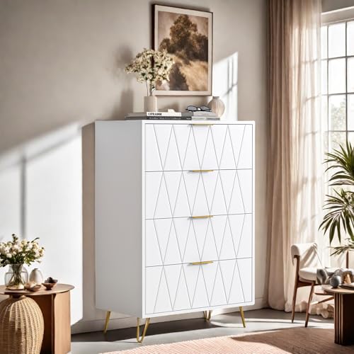 JDEFARF Cómoda blanca con cajones cómoda