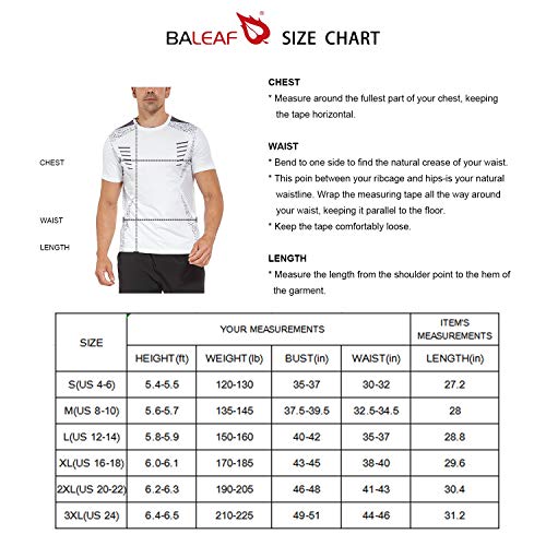 BALEAF Men\'s Quick Dry Short Sleeve T-Shirt Running Print Shirts White Size M - Thumbnail 6